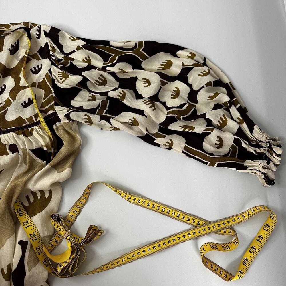 Blank London Blouse Womens XS Brown White Floral Long Sleeve Boho Top Neutral - Picture 11 of 14
